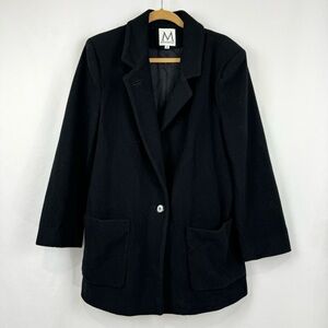VINTAGE MERIDIAN Women’s Sz 12 Black Button Closure Classic Wool Pea Coat Jacket
